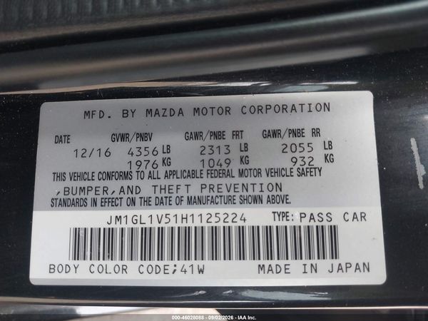 2017 MAZDA MAZDA6 TOURING — I9