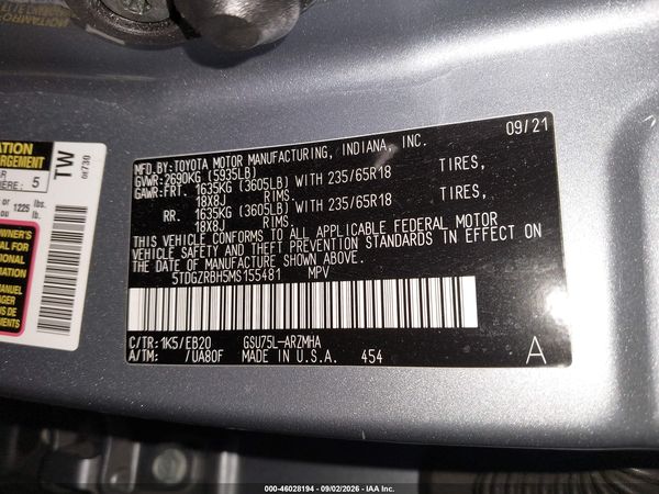 2021 TOYOTA HIGHLANDER XLE