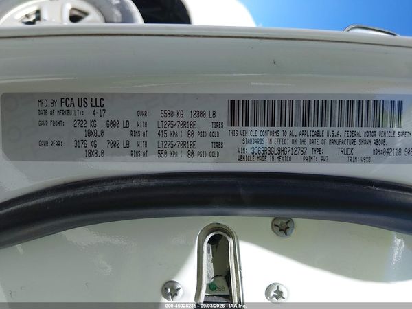 2017 RAM 3500 TRADESMAN  4X4 8' BOX — I9