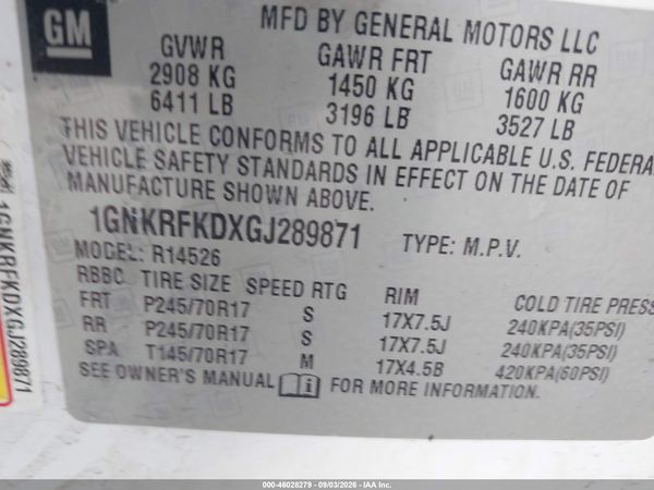 2016 CHEVROLET TRAVERSE LS — I9