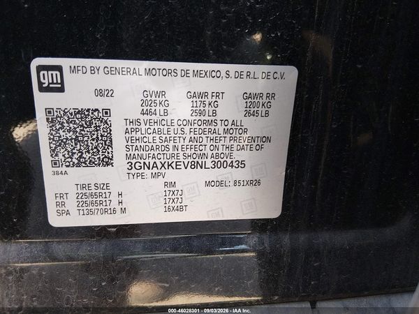 2022 CHEVROLET EQUINOX FWD LT — I9