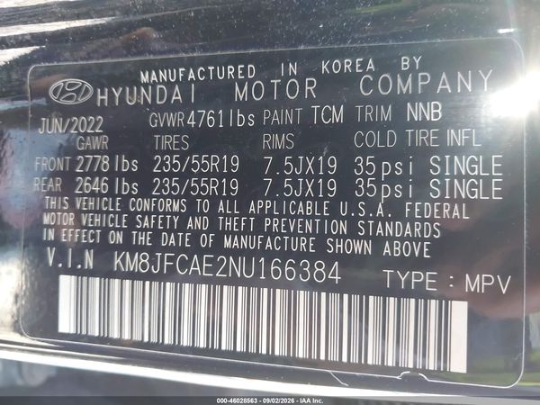 2022 HYUNDAI TUCSON XRT — I9