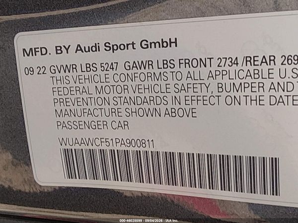 2023 AUDI RS 5 SPORTBACK TFSI QUATTRO TIPTRONIC — I9
