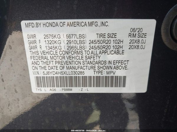 2020 ACURA MDX TECHNOLOGY — I9