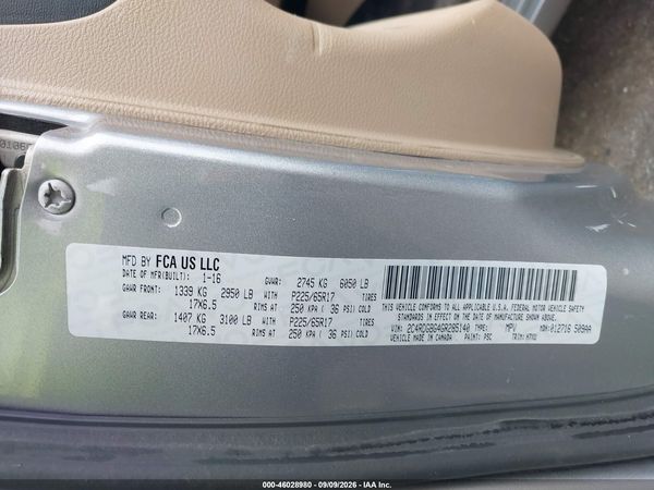 2016 DODGE GRAND CARAVAN SE — I9