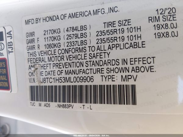 2021 ACURA RDX TECHNOLOGY PACKAGE — I9
