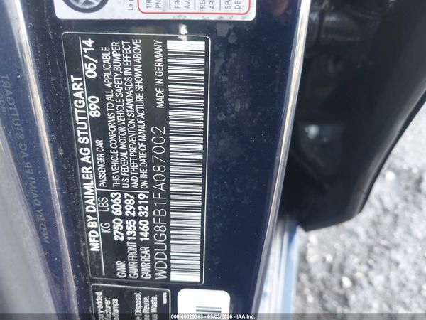 2015 MERCEDES-BENZ S 550 4MATIC