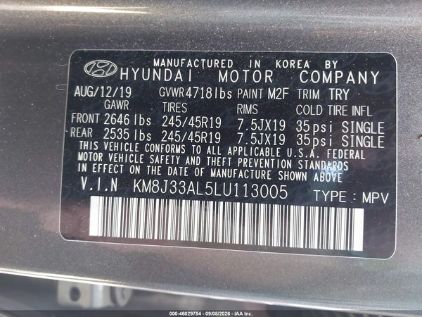 2020 HYUNDAI TUCSON SPORT — I9