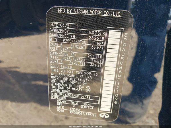 2021 INFINITI QX50 SENSORY AWD — I9