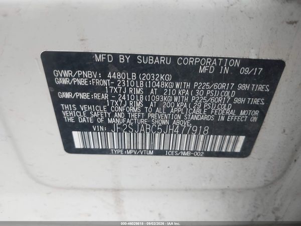 2018 SUBARU FORESTER 2.5I — I9
