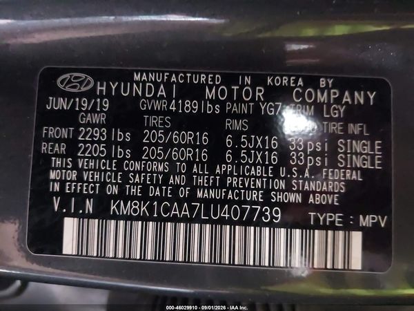 2020 HYUNDAI KONA SE — I9