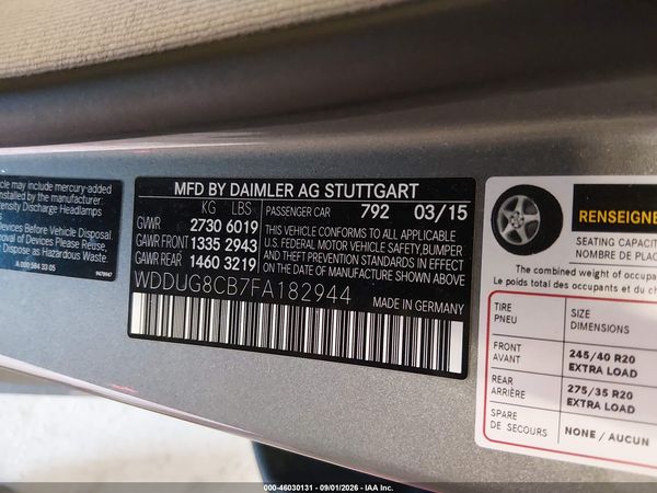 2015 MERCEDES-BENZ S 550 S550