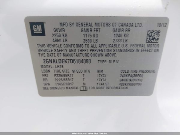 2013 CHEVROLET EQUINOX 1LT — I9