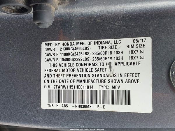 2017 HONDA CR-V EX — I9