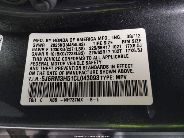 2012 HONDA CR-V EX