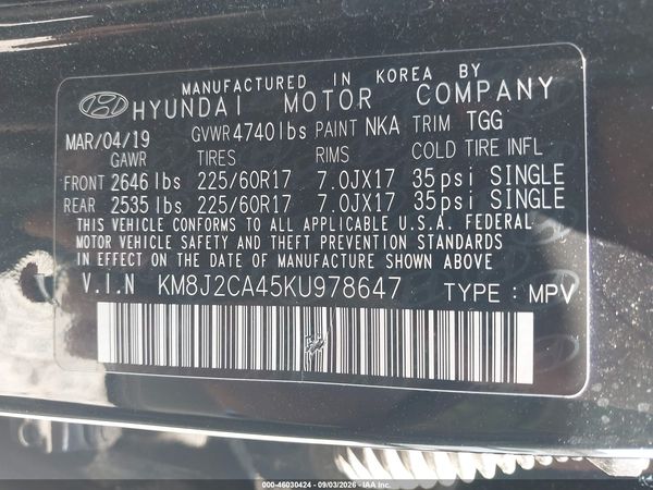 2019 HYUNDAI TUCSON SE — I9