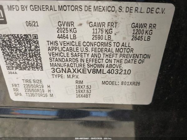 2021 CHEVROLET EQUINOX FWD LT — I9