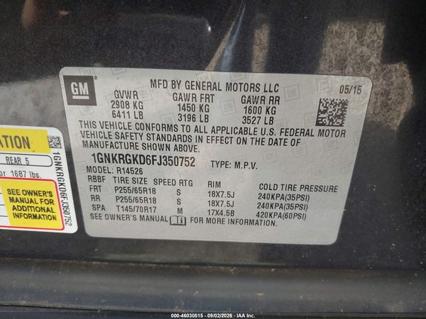 2015 CHEVROLET TRAVERSE LT — I9