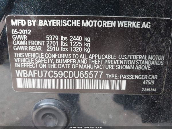 2012 BMW 535I XDRIVE — I9