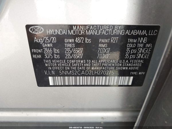 2020 HYUNDAI SANTA FE SE