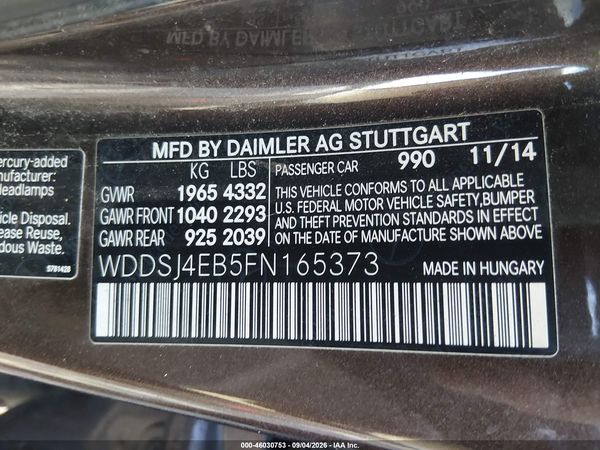 2015 MERCEDES-BENZ CLA 250 CLA250 — I9