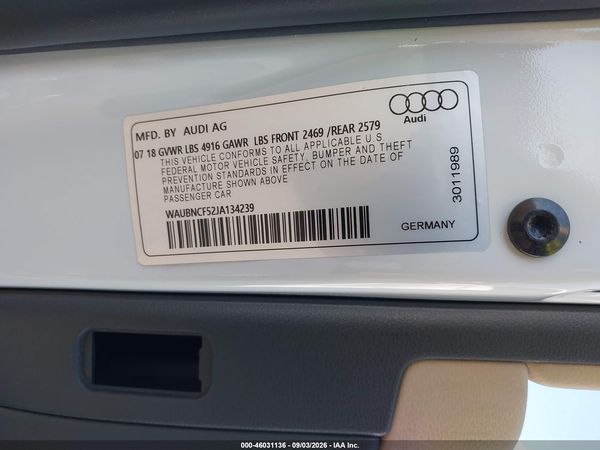 2018 AUDI A5 SPORTBACK PREMIUM PLUS — I9