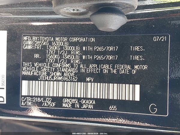 2021 TOYOTA 4RUNNER VENTURE SPECIAL EDITION