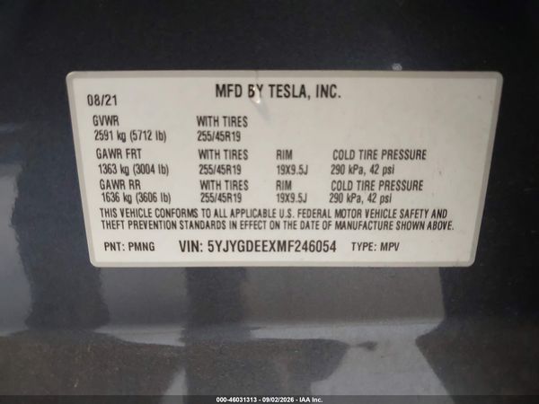 2021 TESLA MODEL Y — I9