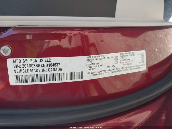 2022 CHRYSLER PACIFICA TOURING L AWD — I9
