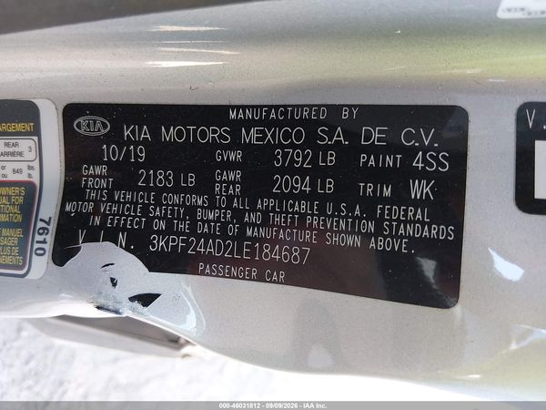 2020 KIA FORTE LXS — I9