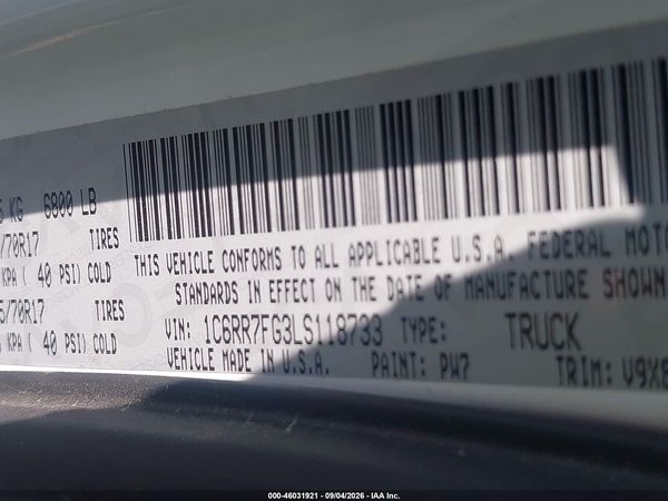 2020 RAM 1500 CLASSIC TRADESMAN  4X4 6'4 BOX — I9
