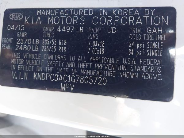 2016 KIA SPORTAGE EX — I9