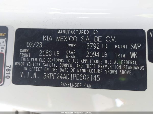 2023 KIA FORTE LXS — I9