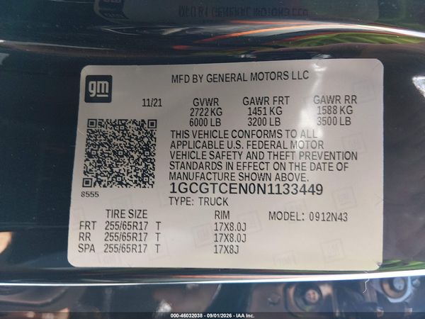 2022 CHEVROLET COLORADO 4WD  SHORT BOX LT — I9