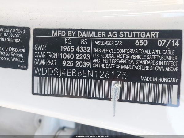 2014 MERCEDES-BENZ CLA 250 CLA250 — I9