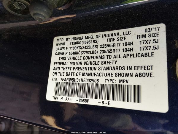 2017 HONDA CR-V LX — I9