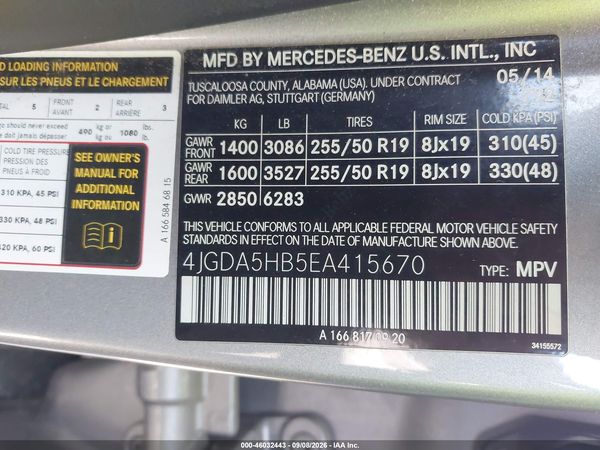 2014 MERCEDES-BENZ ML 350 4MATIC