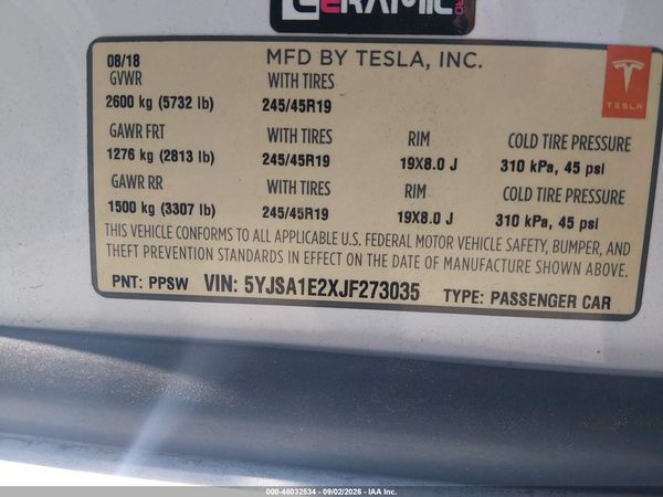 2018 TESLA MODEL S 100D/75D/P100D — I9