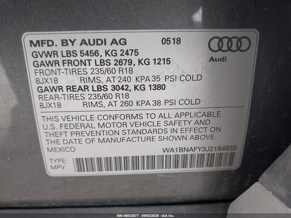 2018 AUDI Q5 — I9