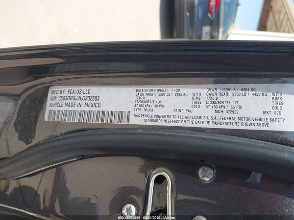 2020 RAM 3500 TRADESMAN  4X4 8' BOX