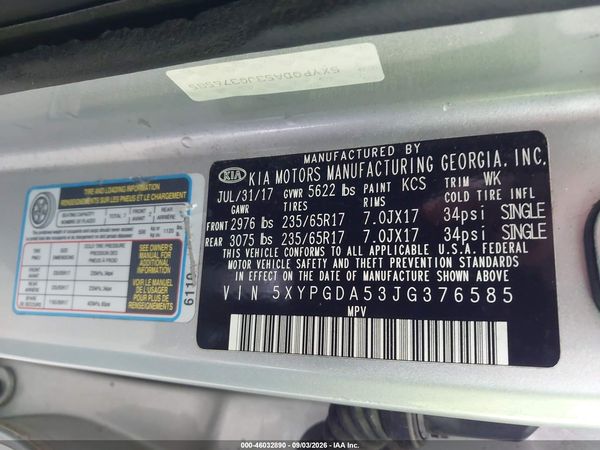 2018 KIA SORENTO 3.3L LX — I9