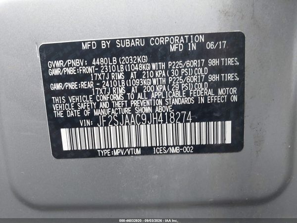 2018 SUBARU FORESTER 2.5I — I9