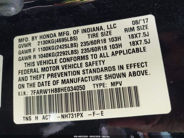 2017 HONDA CR-V EX-L/EX-L NAVI — I9