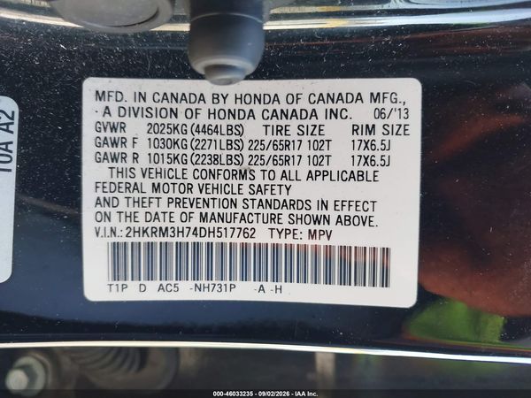 2013 HONDA CR-V EX-L — I9