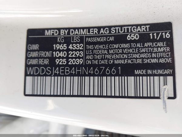 2017 MERCEDES-BENZ CLA 250 CLA250
