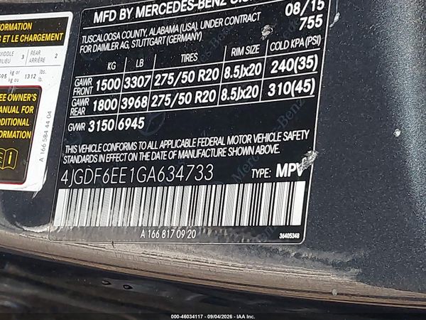 2016 MERCEDES-BENZ GL 450 4MATIC — I9