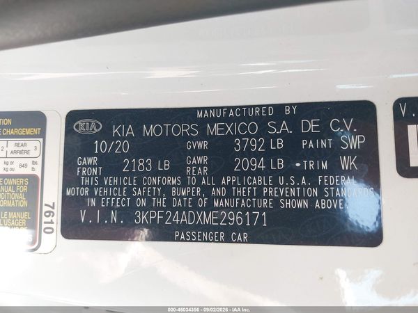2021 KIA FORTE LXS
