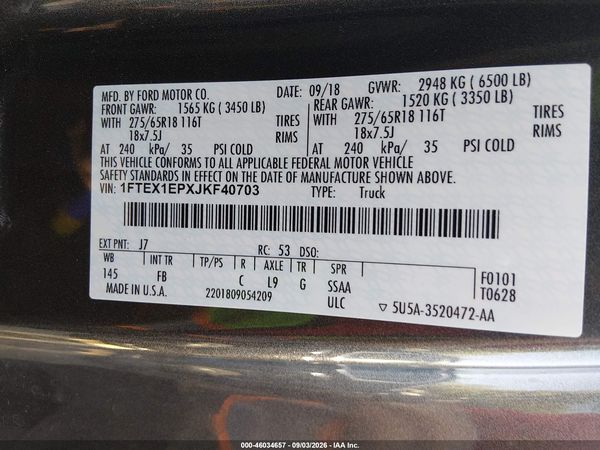 2018 FORD F-150 XLT — I9