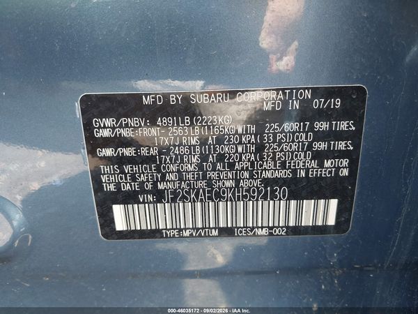 2019 SUBARU FORESTER PREMIUM — I9