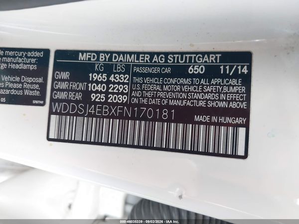 2015 MERCEDES-BENZ CLA 250 CLA250